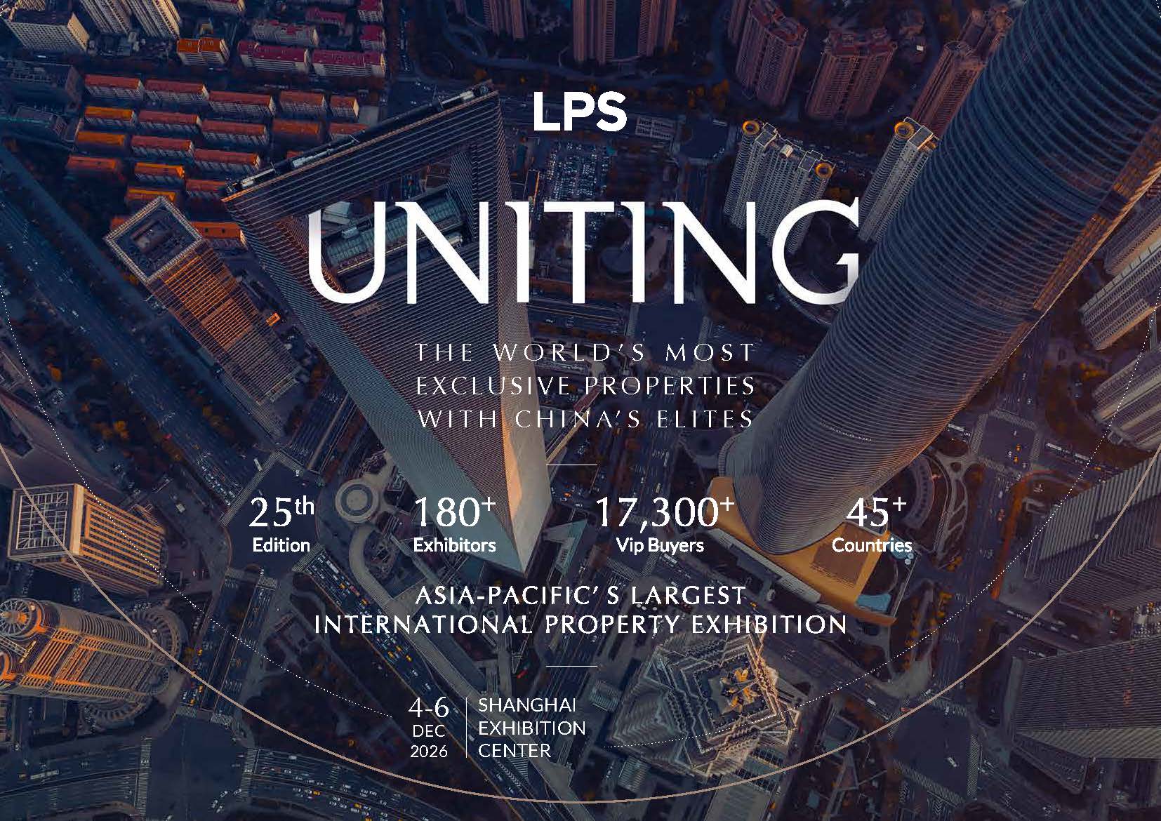 Frontespizio della brochure LPS Shanghai, con lo skyline della città e le date 4–6 dicembre 2026